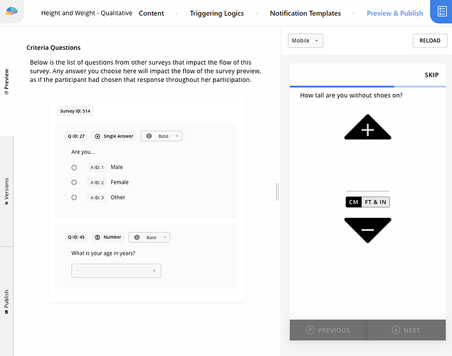 Preview tab in Preview & Publish page