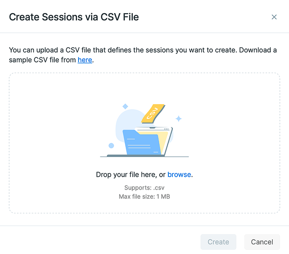 Creating Sessions using a CSV file
