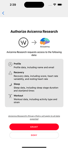 Granting access to WHOOP data