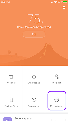 Permissions Screen