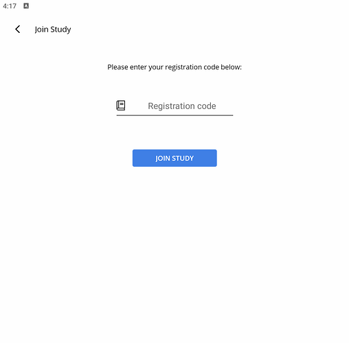 Enter the registration code to enroll in research studies