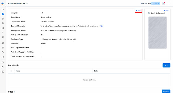 The button of Participants Progress Page.