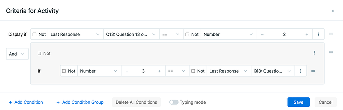 Setting criteria using Interactive mode