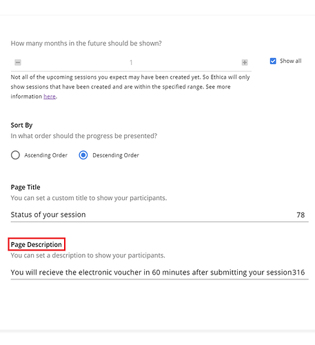 The buttons of Sort by, Page Title and Page Description.
