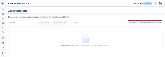 Exporting all activities responses