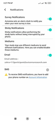 Avicenna App Allows Participants to Decide Whether Sticky Notifications Should be Used or Not