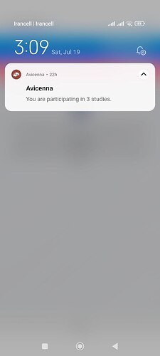 Avicenna App for Android Showing a Sticky Notification