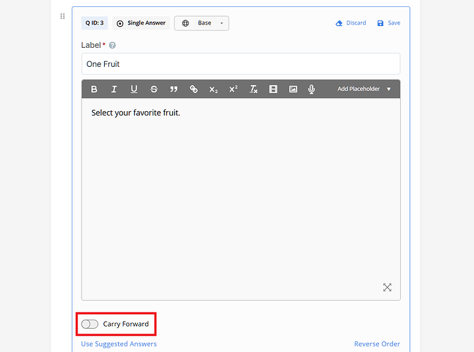 Carry Forward Toggle for the Receiver Question
