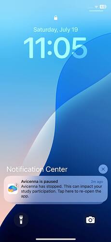 Avicenna App for iOS Notifies Participant After Termination
