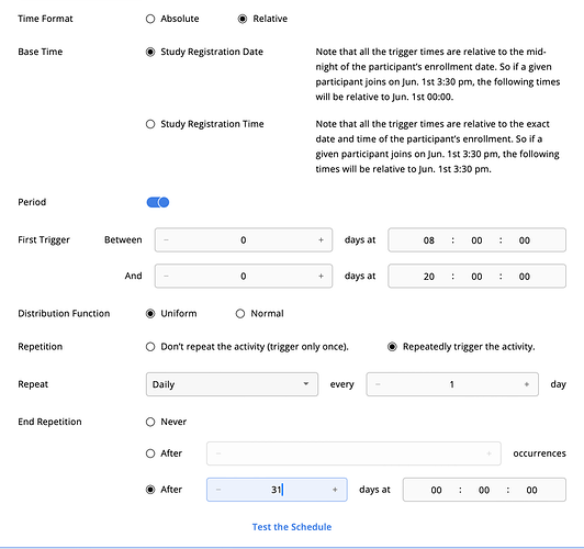 Time Triggering Logics for Activity Example