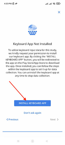 Onboarding alert for installing Avicenna Keyboard