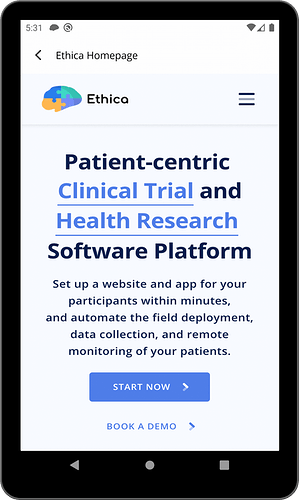 Avicenna app shows the specified URL to the participant.