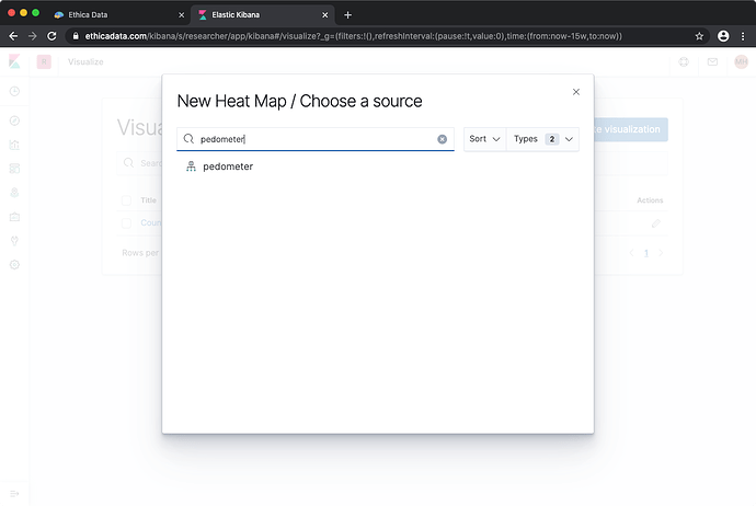 Choose data source for the Kibana Heatmap Visualization
