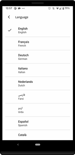 Participants can choose the language of the app interface and their studies through Settings.