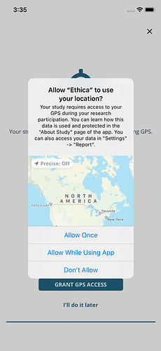 Avicenna App for iOS Requesting GPS Permission for Background Activity