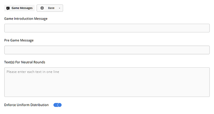 Game Messages Settings of the Stroop Activity Editor