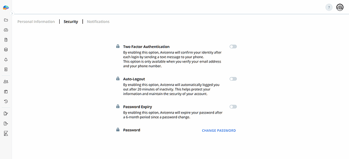 Security tab