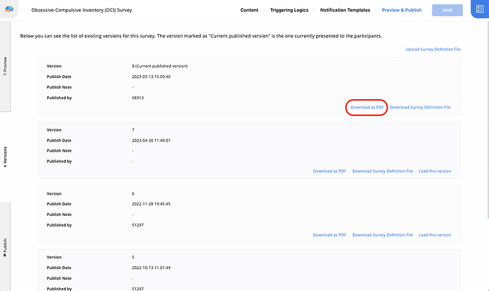 The Download as PDF on the Preview & Publish page