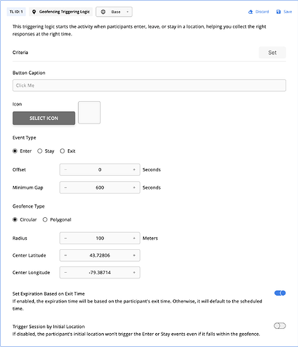 Geofencing Triggering Logic Configuration
