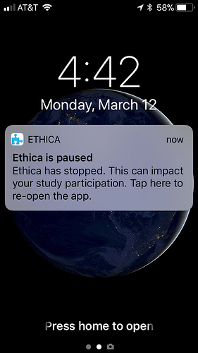 Avicenna App for iOS Notifies Participant After Termination