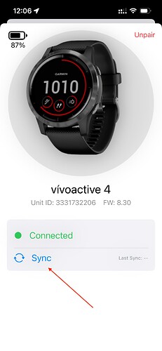 Sync Garmin Watch Data Manually