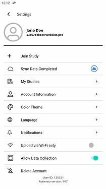 Tap on the gear icon to access the Settings page