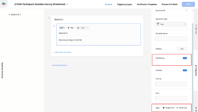 Participant Variables Survey