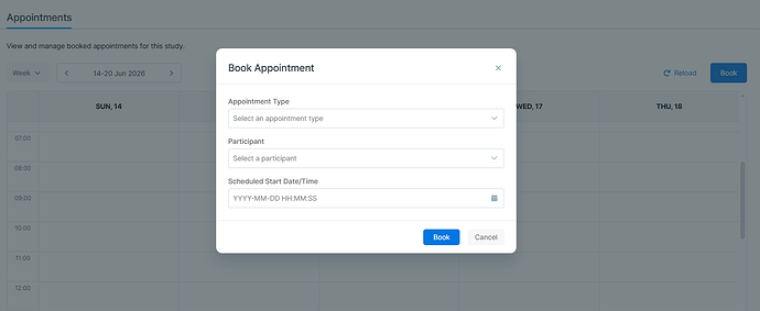 Book an appointment for a participant