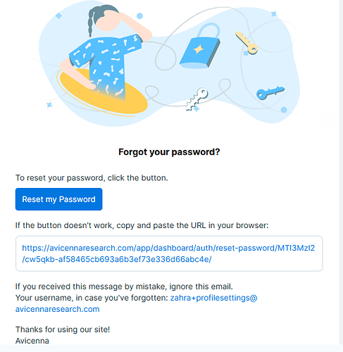 Reset my password email