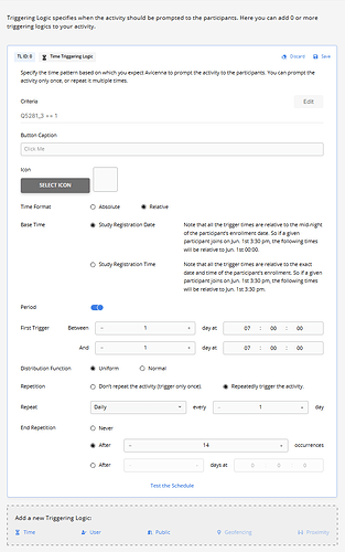 Drinking and Sleep Study Experience Sampling Triggering Logic