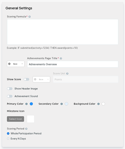 Achievements General Settings