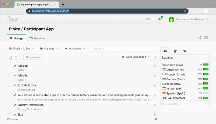 Selecting the Project to Translate