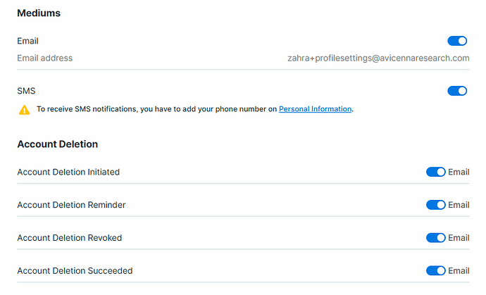 Notification settings
