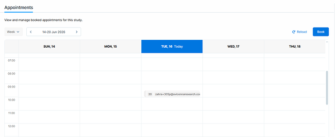 View appointments