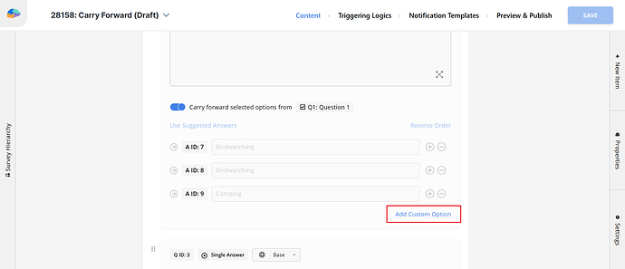 Adding Custom Answer Options