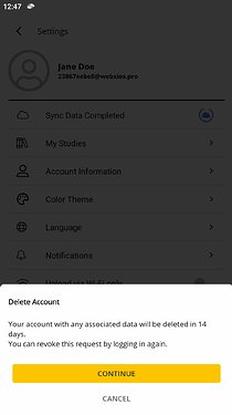Permanently delete your participant via Account Deletion tab