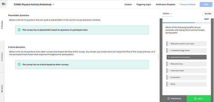 The Checkbox layout for Multiple Answers questions