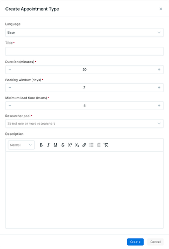 Create appointment type