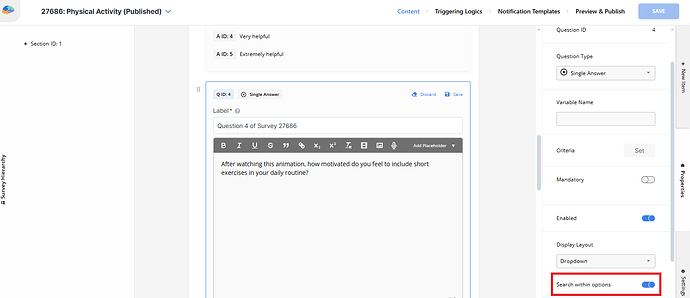 Search within options toggle states
