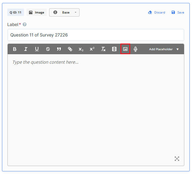 Adding an image to a survey question's content